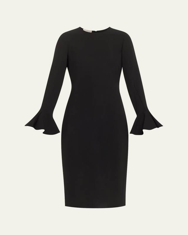 Pearl-Embellished Midi Sheath Dress
